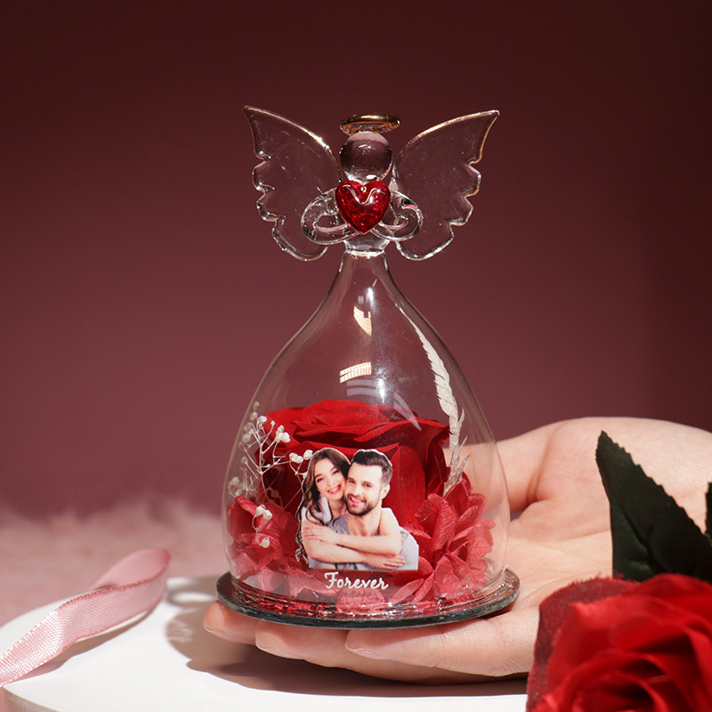 Personalized angel glass cover immortal flower